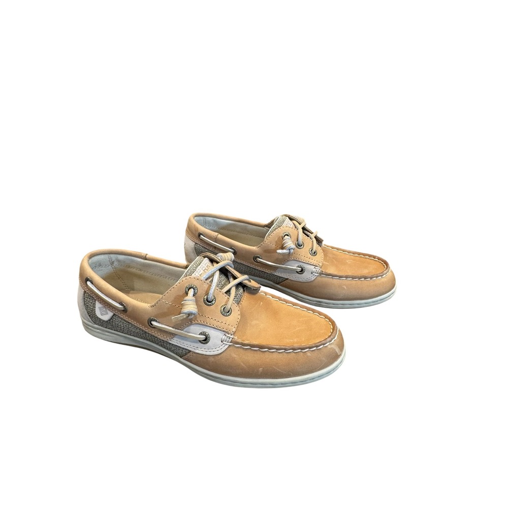 Sperry Songfish Boat Shoes Linen Oat Tan Brown Casual Leather Women's 7.5 M